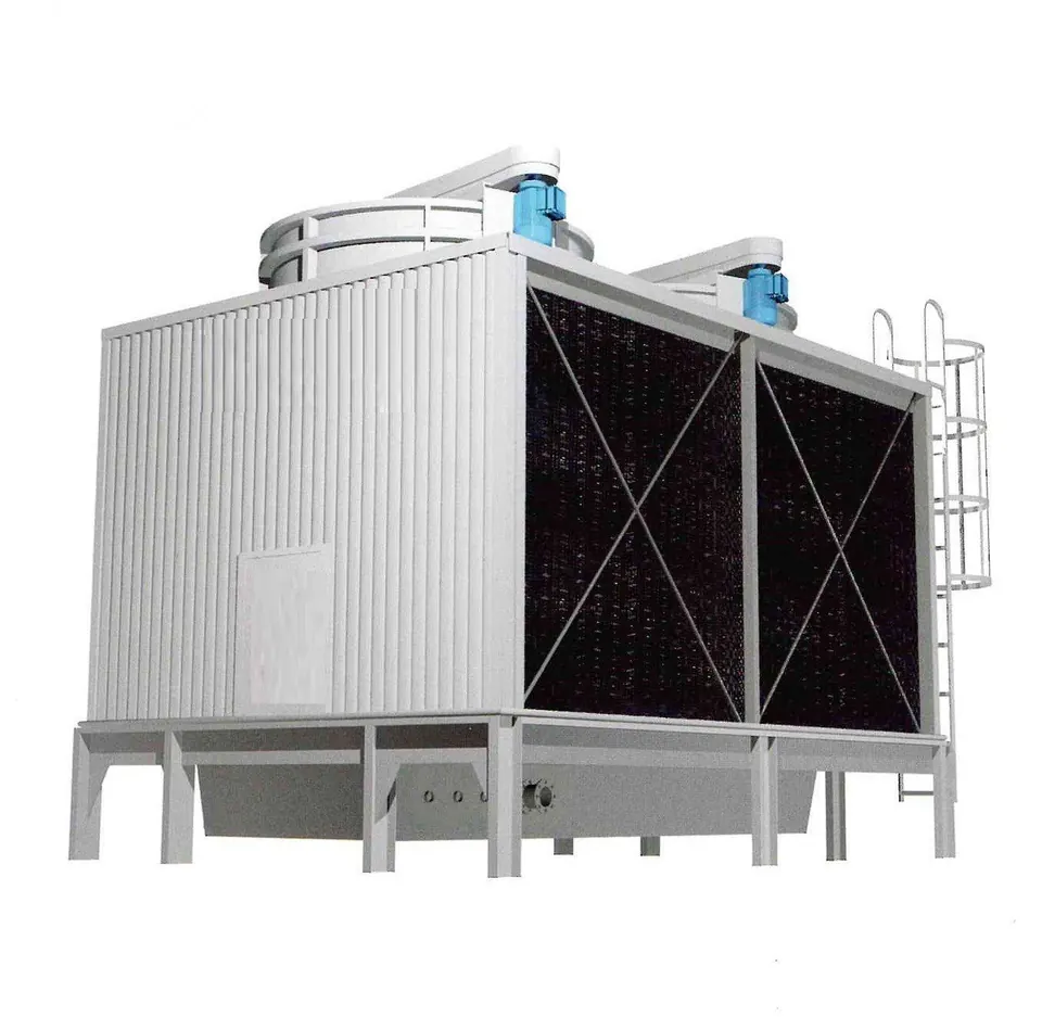 Bank of cross-flow cooling towers at a steel mill in Chattogram